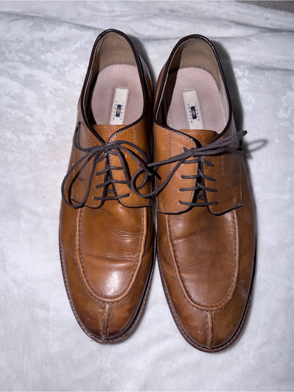 Joseph Abboud Tan Leather Lace-Up Dress Oxfords